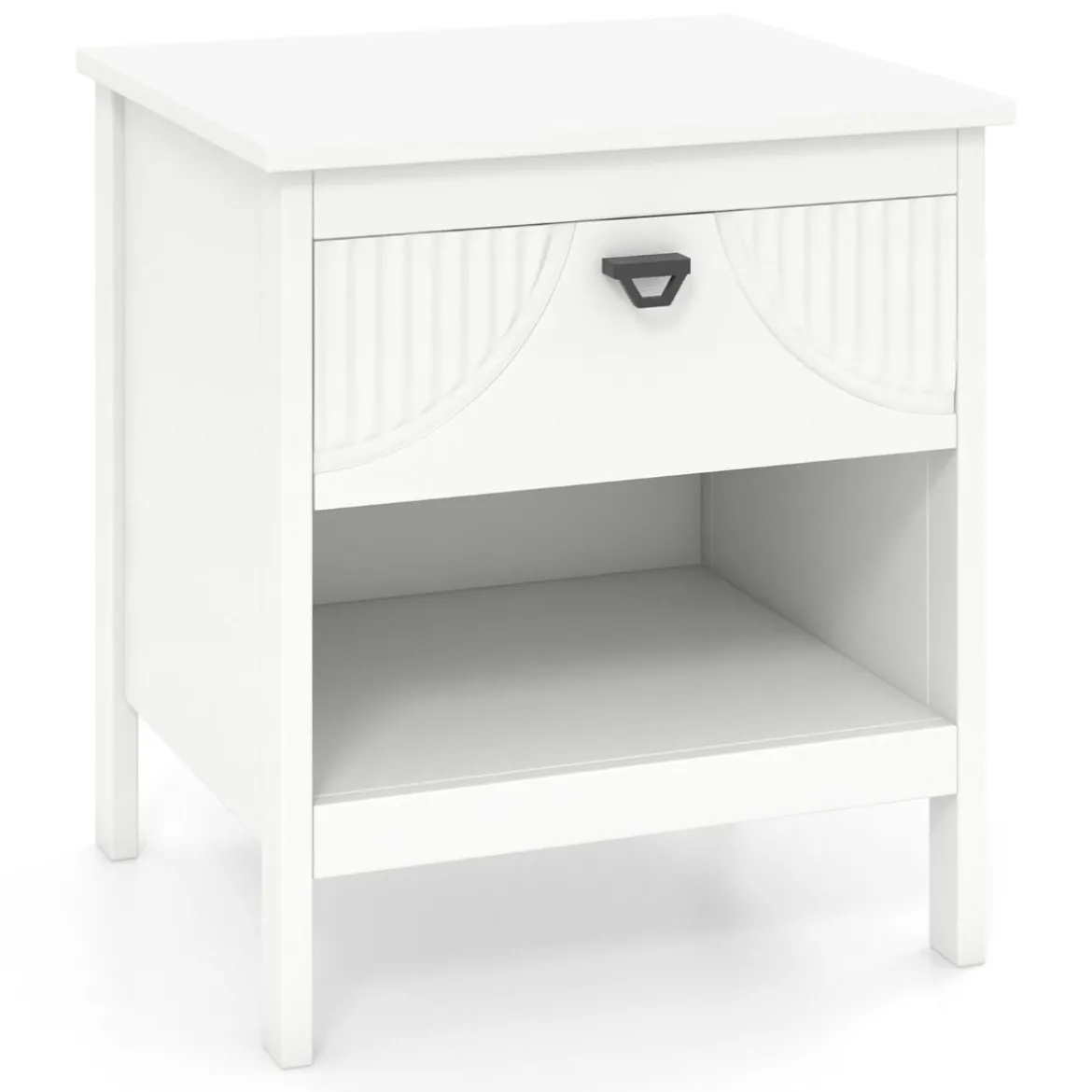 2 Ebenen Nachttisch mit Schublade & Offenem Regal Beistelltisch Holz Nachtschrank Sofatisch