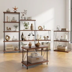 3 Ebenen Standregal mit Metallrahmen Industrielles Bücherregal Lagerregal 60 x 29,5 x 82 cm