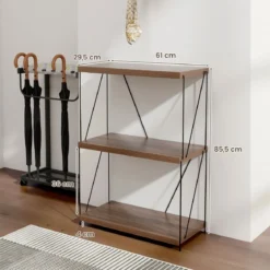 3 Ebenen Standregal mit Metallrahmen Industrielles Bücherregal Lagerregal 60 x 29,5 x 85,5 cm