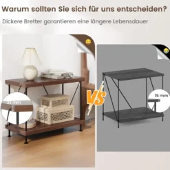 2 Ebenen Standregal mit Metallrahmen Industrielles Bücherregal Lagerregal 60 x 29,5 x 45 cm
