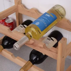 2 Ebenen Stapelbar Holz Weinschrank Weinregal Flaschenständer mit 8 Flaschen