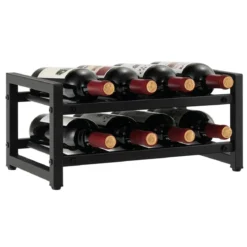 2 Ebenen Weinregal aus Metall für 8 Flaschen Flaschenregal mit verstellbaren Fußpolstern