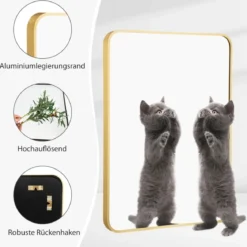Echteckiger Wandspiegel mit Metallrahmen für Badezimmer 76,5 x 56 cm Gold