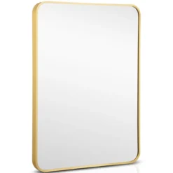 Echteckiger Wandspiegel mit Metallrahmen für Badezimmer 76,5 x 56 cm Gold