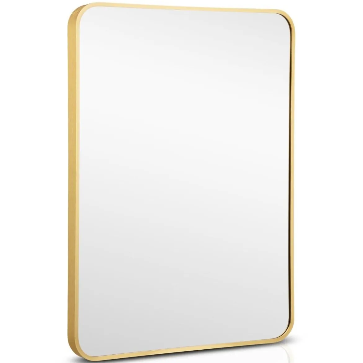 Echteckiger Wandspiegel mit Metallrahmen für Badezimmer 76,5 x 56 cm Gold