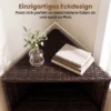 Eckschrank Rattan Outdoor Aufbewahrungsschrank mit 3 Ablagen 2 Türen und Feststellbaren Rollen
