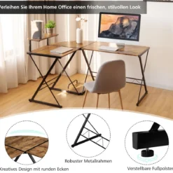 Eckschreibtisch L-Förmiger Computertisch aus Holz 147 x 112 x 79 cm Braun
