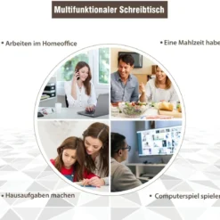Eckschreibtisch mit Schublade & 2 Ablagen Holz-Eckschreibtisch 75 x 75 x 76 cm Braun + Schwarz