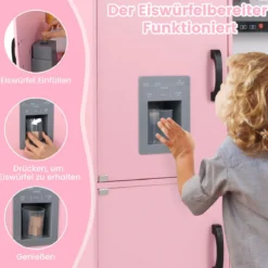 Eckspielküche Küchen-Spielset mit Dunstabzugshaube Eismaschine Mikrowelle Backofen Waschmaschine Rosa