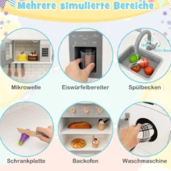 Eck Spielküche mit Licht & Sound & Spüle & Eismaschine & Backofen & Kinderküche Weiß