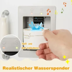 Eck Spielküche mit Separatem Kühlschrank & Sound & Spielzubehör Kinderküche Weiß