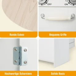 Eck Spielküche mit Separatem Kühlschrank & Sound & Spielzubehör Kinderküche Weiß