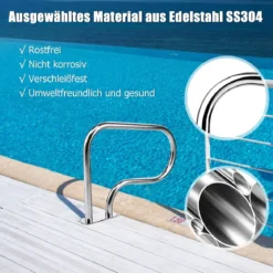 Edelstahl 304 Pool-Handlauf Schwimmbad Leiter Handlauf Einstiegsleiter mit Bodenplatte