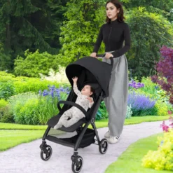 Einhändig Klappbare Kinderwagen mit Verstellbarer Rückenlehne & Verdeck Reisebuggy