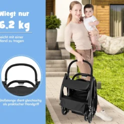 Einhändig Klappbare Kinderwagen mit Verstellbarer Rückenlehne & Verdeck Reisebuggy