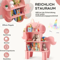 Einhorn Bücherregal für Kinder Spielzeug-Aufbewahrungsorganisator mit offenen Regalen