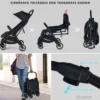 Ein-Knopf-Klappbar Kinderwagen mit Verstellbare Rückenlehne & Fußstütze Schwarz