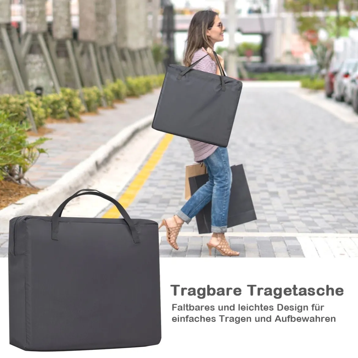 Ein-Konpf-klappbares Babybett mit Matratze & Reißverschlusstür & Tragetasche Dunkelgrau