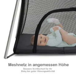 Ein-Konpf-klappbares Babybett mit Matratze & Reißverschlusstür & Tragetasche Dunkelgrau