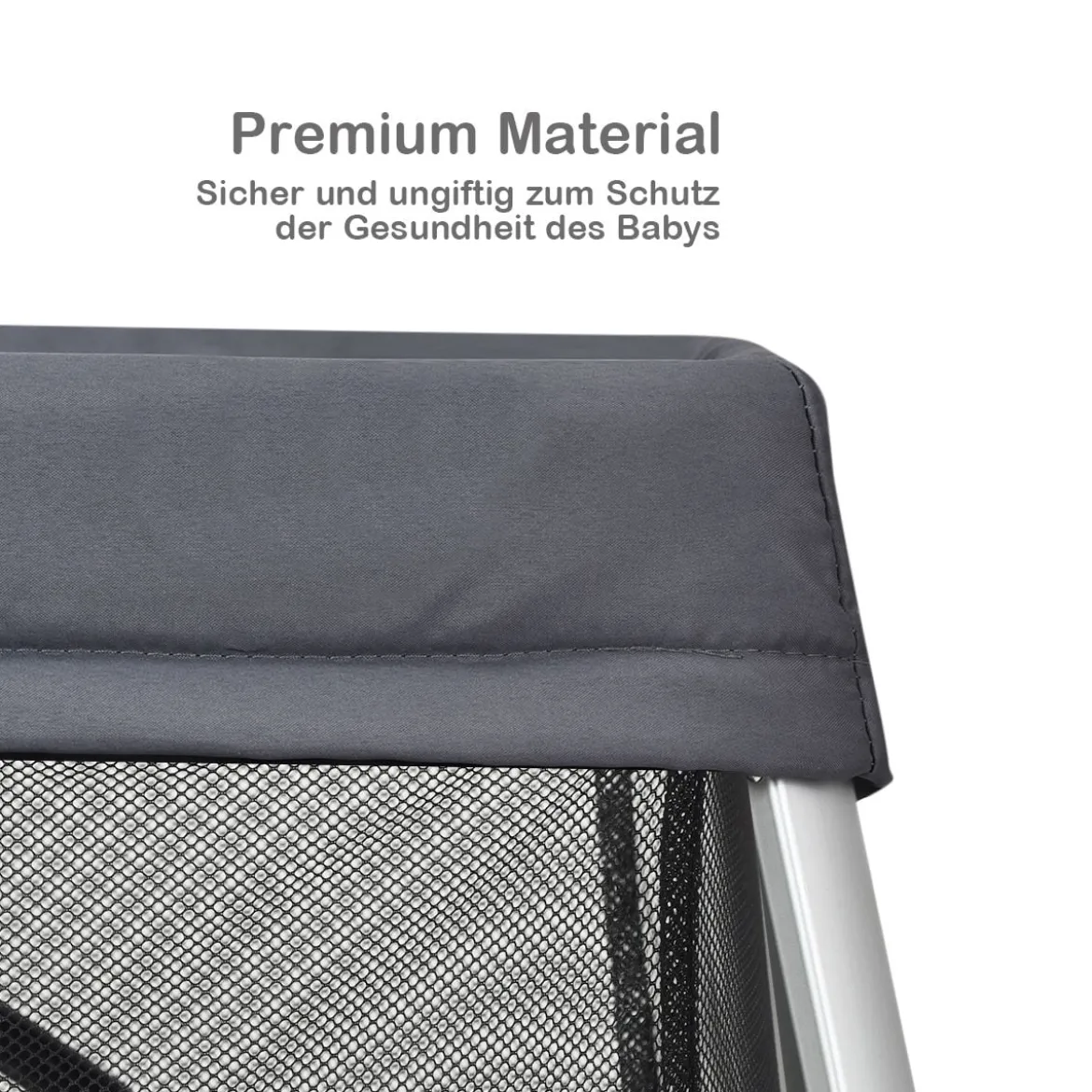 Ein-Konpf-klappbares Babybett mit Matratze & Reißverschlusstür & Tragetasche Dunkelgrau