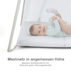 Ein-Konpf-klappbares Babybett mit Matratze & Reißverschlusstür & Tragetasche Hellgrau
