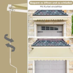 Einziehbare Markise Aluminium Terrassen Sonnenschutz Balkonmarkise Sonnenschutz 2,5 x 2 m Beige