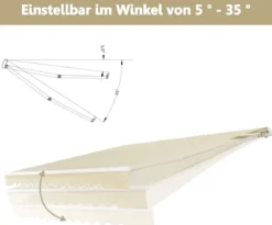 Einziehbare Markise Aluminium Terrassen Sonnenschutz mit Kurbelgriff 3,6 m × 3 m