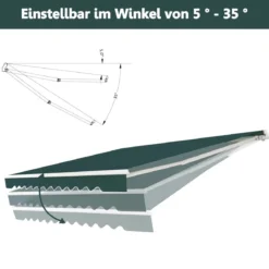 Einziehbare Markise Aluminium Terrassen Sonnenschutz mit Kurbelgriff 3,6 m × 3 m