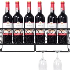 Eisen Wand-Weinregal Gläserhalter Weinflaschenhalter
