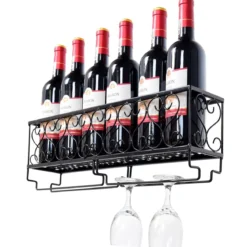 Eisen Wand-Weinregal Gläserhalter Weinflaschenhalter