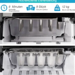 Eiswürfelmaschine Eiswürfelbereiter inkl. Eiswürfelschaufel 1,85 L Wassertank 35 x 25 x 29,5 cm Schwarz
