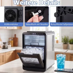 Eiswürfelmaschine für Klare Halbmond-Eiswürfel 12 kg/Tag 16 Stück in 15 Min mit Selbstreinigung
