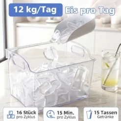 Eiswürfelmaschine für Klare Halbmond-Eiswürfel 12 kg/Tag 16 Stück in 15 Min mit Selbstreinigung