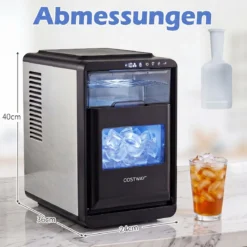 Eiswürfelmaschine für Klare Halbmond-Eiswürfel 12 kg/Tag 16 Stück in 15 Min mit Selbstreinigung