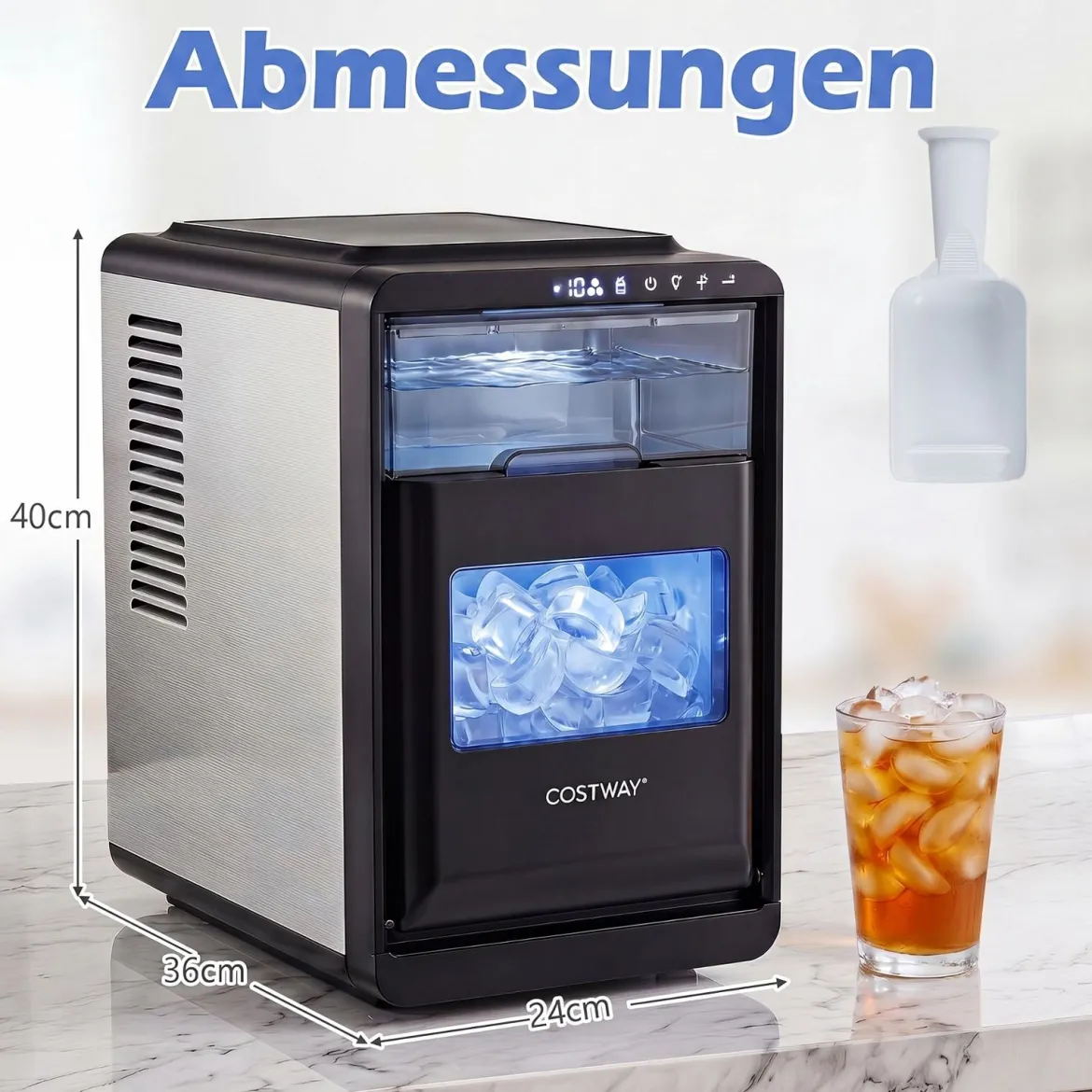 Eiswürfelmaschine für Klare Halbmond-Eiswürfel 12 kg/Tag 16 Stück in 15 Min mit Selbstreinigung