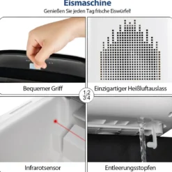 Eiswürfelmaschine Ice Maker Eismaschine Eiswürfelbereiter 2L Wassertank Weiß