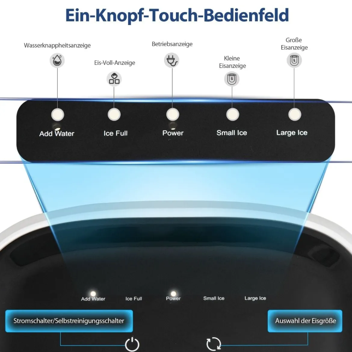 Eiswürfelmaschine Ice Maker Eismaschine Eiswürfelbereiter 2L Wassertank Weiß
