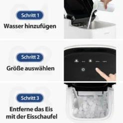 Eiswürfelmaschine Ice Maker Eismaschine Eiswürfelbereiter 2L Wassertank Weiß