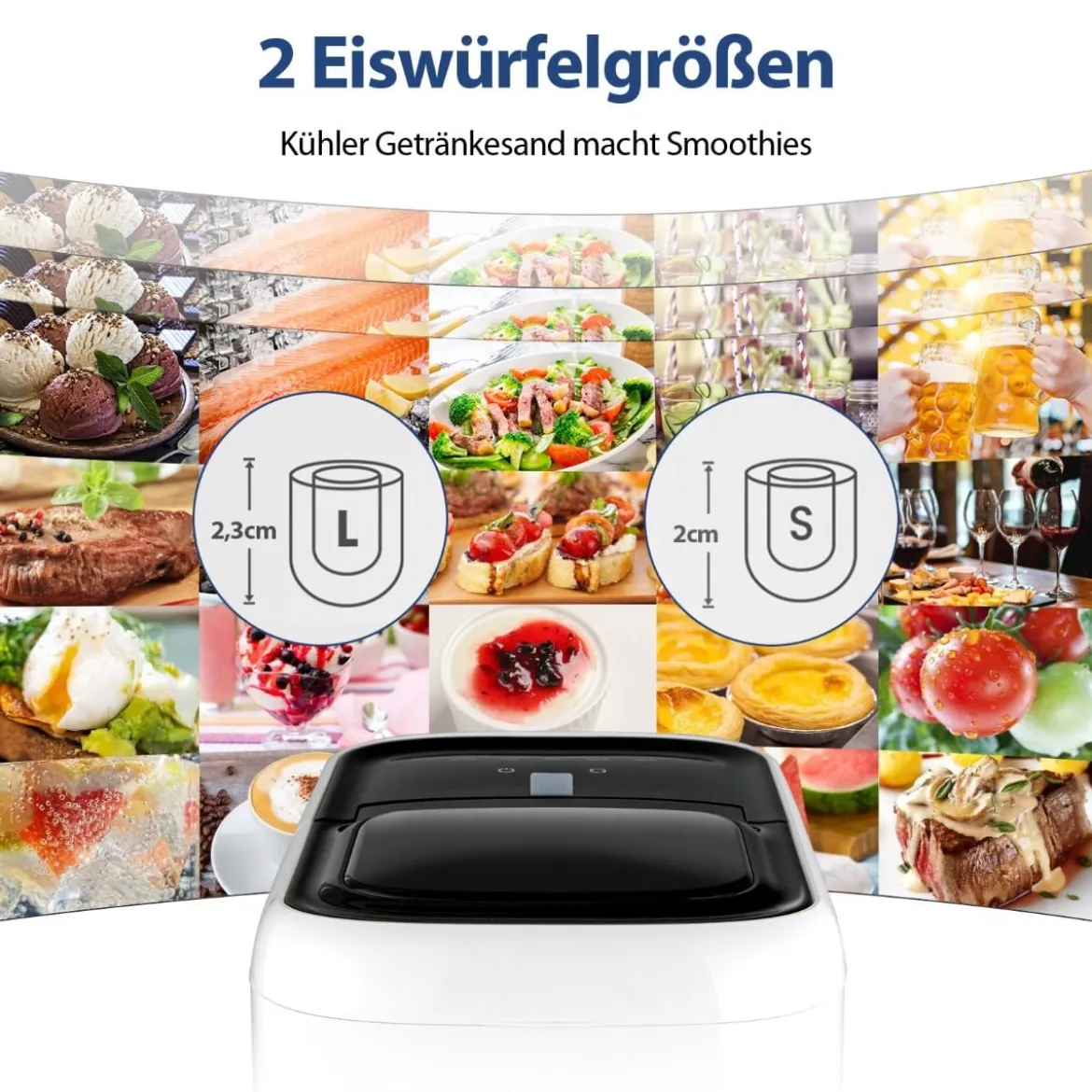 Eiswürfelmaschine Ice Maker Eismaschine Eiswürfelbereiter 2L Wassertank Weiß