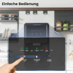 Eiswürfelmaschine Selbst Dosierender Theken Nugget Eisbereiter max. 27 kg/24H LED-Blaulicht 51 x 31 x 55 cm