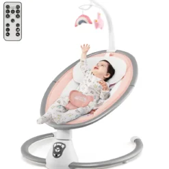 Elektrische Babyschaukel Babywippe mit 5 Schaukelstufen 65,5 x 71,5 x 76 cm Rosa
