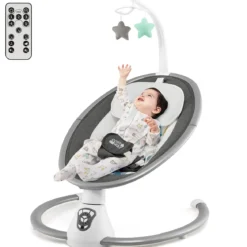 Elektrische Babyschaukel Babywippe mit 5 Schaukelstufen 65,5 x 71,5 x 76 cm Grau