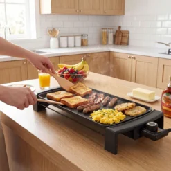 Elektrische Grillplatte Tischgrill mit Antihaftbeschichtung & Integriertem Thermostat 1820-2150 W