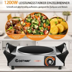 Elektrische Kochplatte Elektrokochplatte für Wohnheim Haus Camping 30,5 x 22 x 9,5 cm Silber