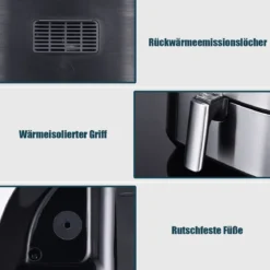 Elektrische 5L Heißluftfritteuse 1700W Fritteuse Airfryer Luftfritteuse mit 60min Timer Antihaft-Frittierkorb
