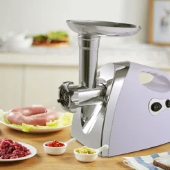 Elektrischer Fleischwolf Wurstmaschine Wurstfüller mit Wurstaufsatz/3 Lochscheiben/Edelstahlklinge