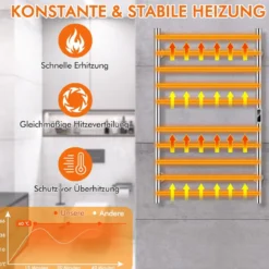 Elektrischer Handtuchwärmer mit 8 Stunden Timer & Überhitzungsschutz & LED Display