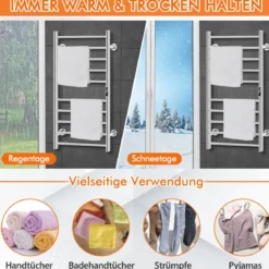 Elektrischer Handtuchwärmer mit 8 Stunden Timer & Überhitzungsschutz & LED Display