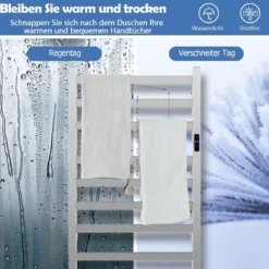 Elektrischer Handtuchwärmer mit 8 Stunden Timer & Überhitzungsschutz & Wasserdicht 50 x 11 x 70 cm