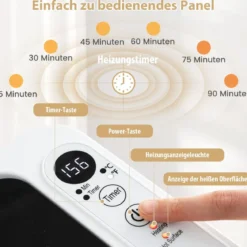 Elektrischer Handtuchwärmer mit Automatischer Abschaltung & 6-stufigem Timer & LED Anzeige
